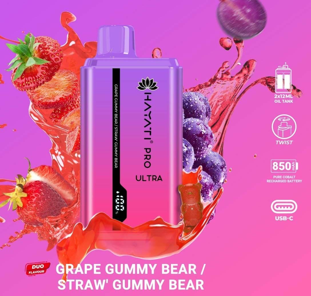 Hayati-Pro-Ultra-15000-Puffs-Grape-Gummy-Bear-Straw-Gummy-Bear